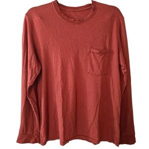 Taylor Stitch Men's size Large Burnt Orange Long Sleeve Pocket Tee Shirt